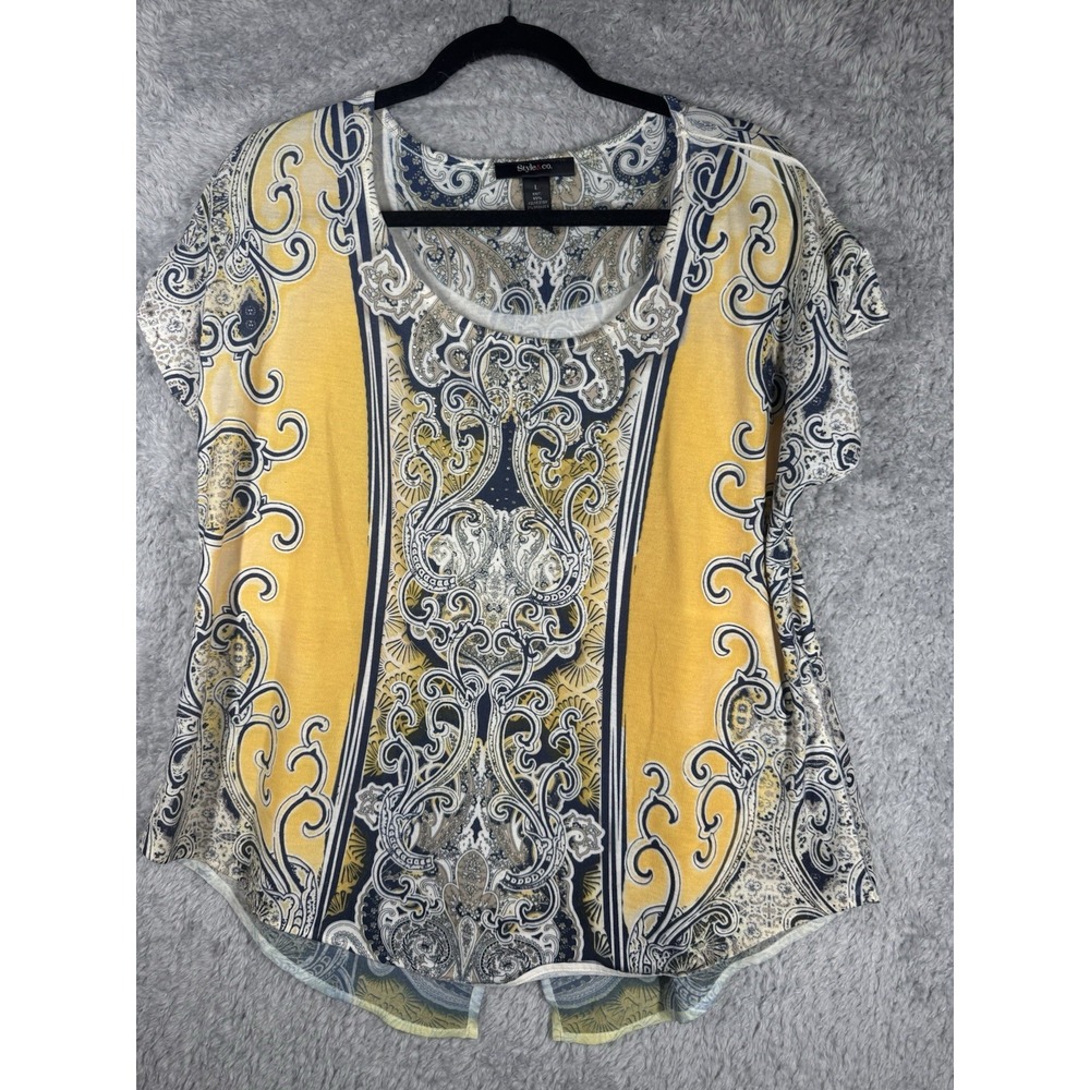 Style & Co. women's paisley print scoop neck top Size Large